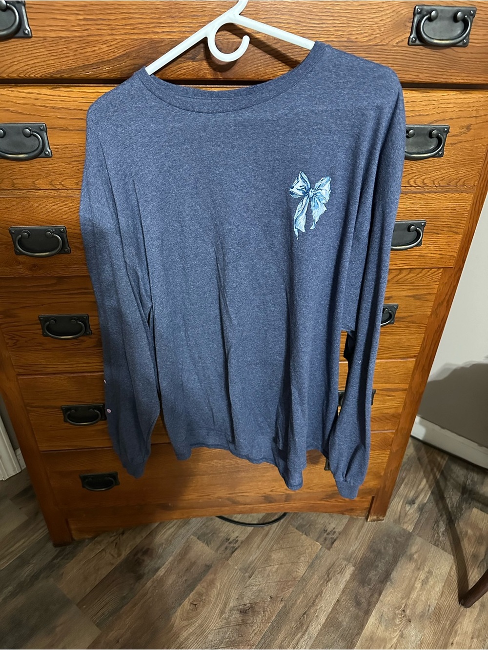 Simply Southern Navy Long-Sleeve Tee with Light Blue Bow